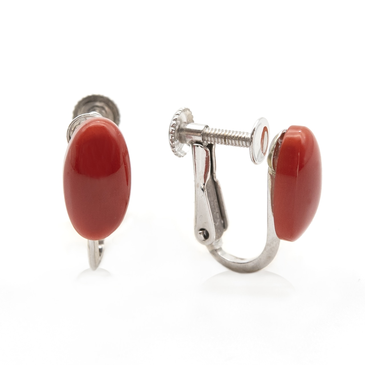 日本産オーバル赤珊瑚イヤリング 商品オンラインショップへ
